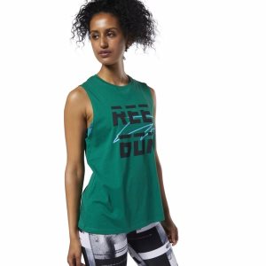 Reebok Meet You There Muscle Muskelshirt Damen - Grün - DE 518-ECR